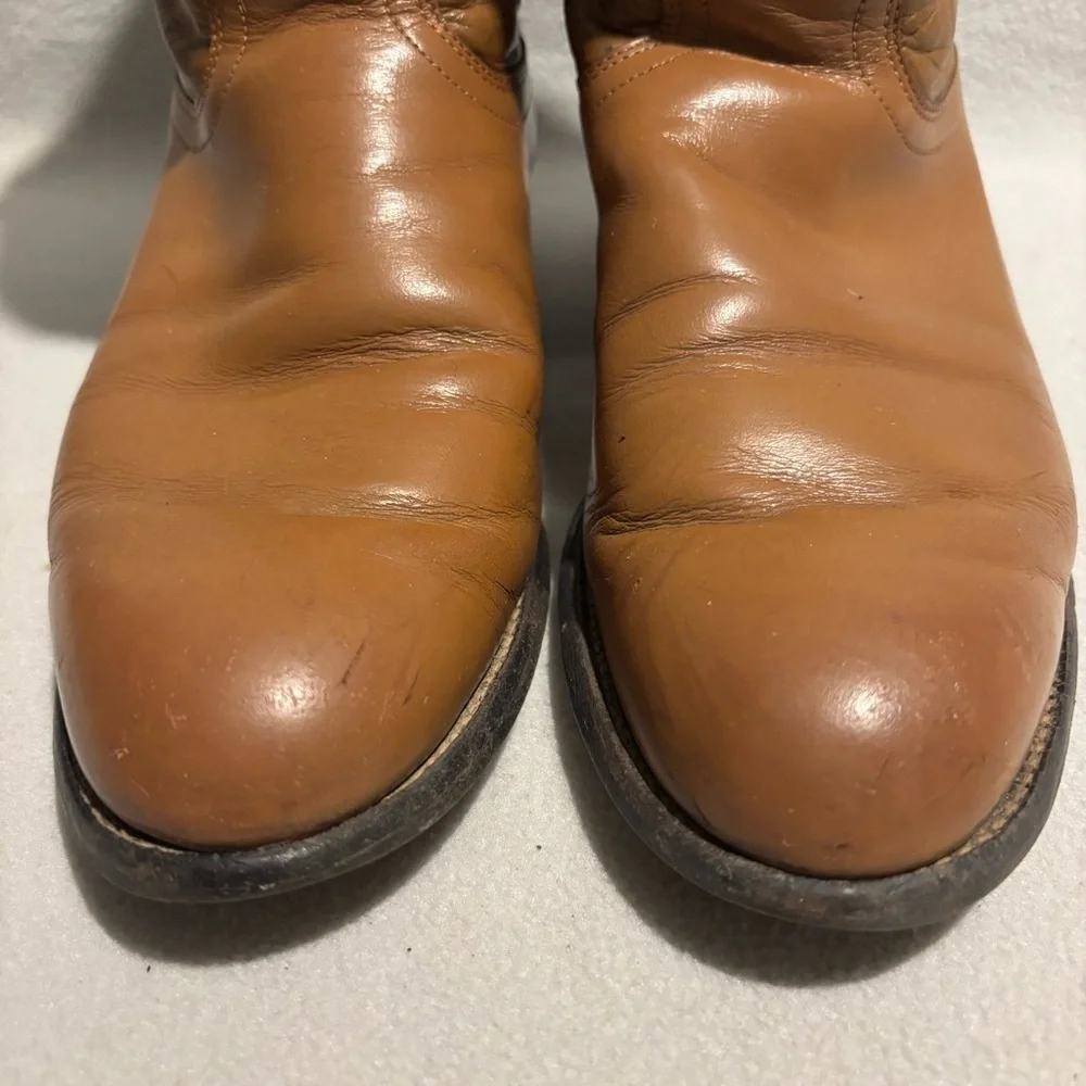 Justin Basic Roper Tan Boots size 7.5 C style L3884